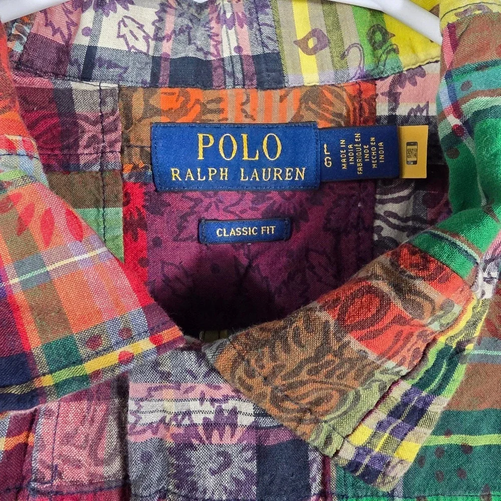 NWT Polo Ralph Lauren Men Classic Fit Patchwork Plaid Paisley Buttondown Shirt L